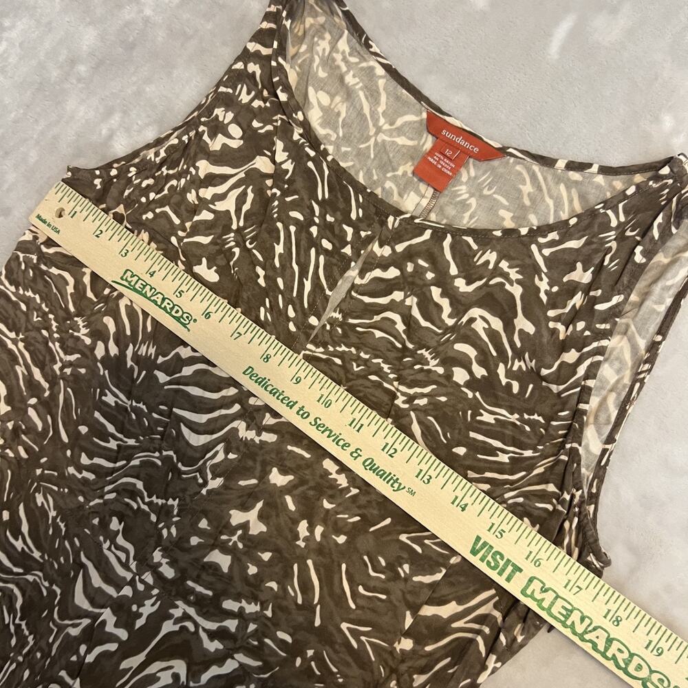 Sundance Dress Womens 12 Brown Animal Print Midi Handkerchief Hem Boho‎ Safari - Picture 7 of 10